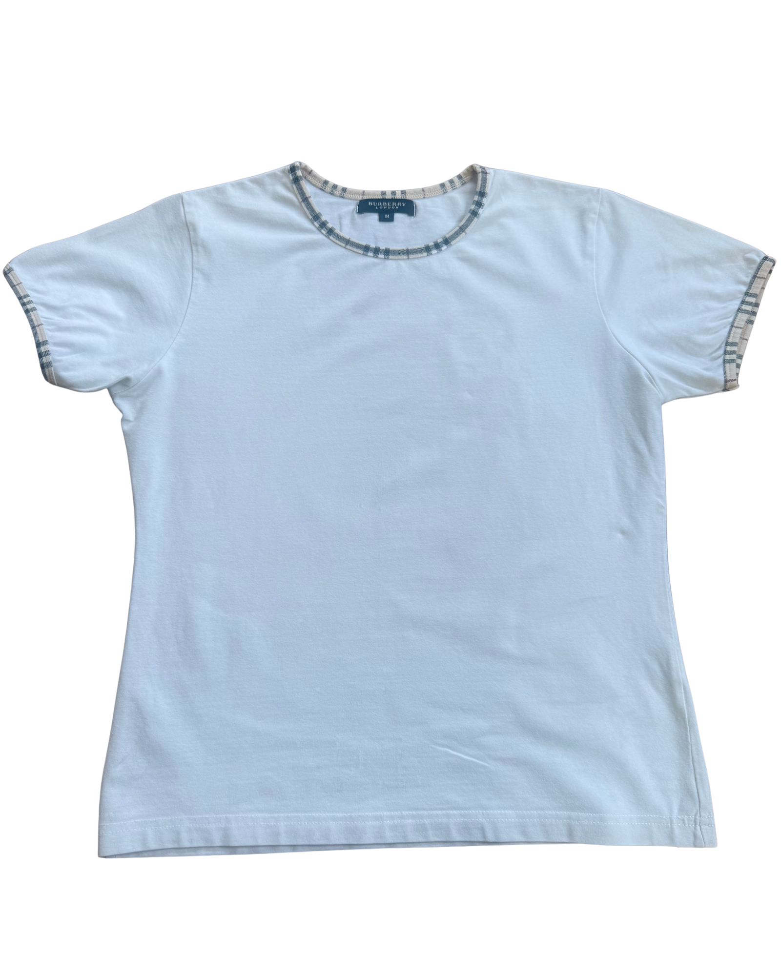 Burberry Check-Trim Cotton Crew Neck T-Shirt
