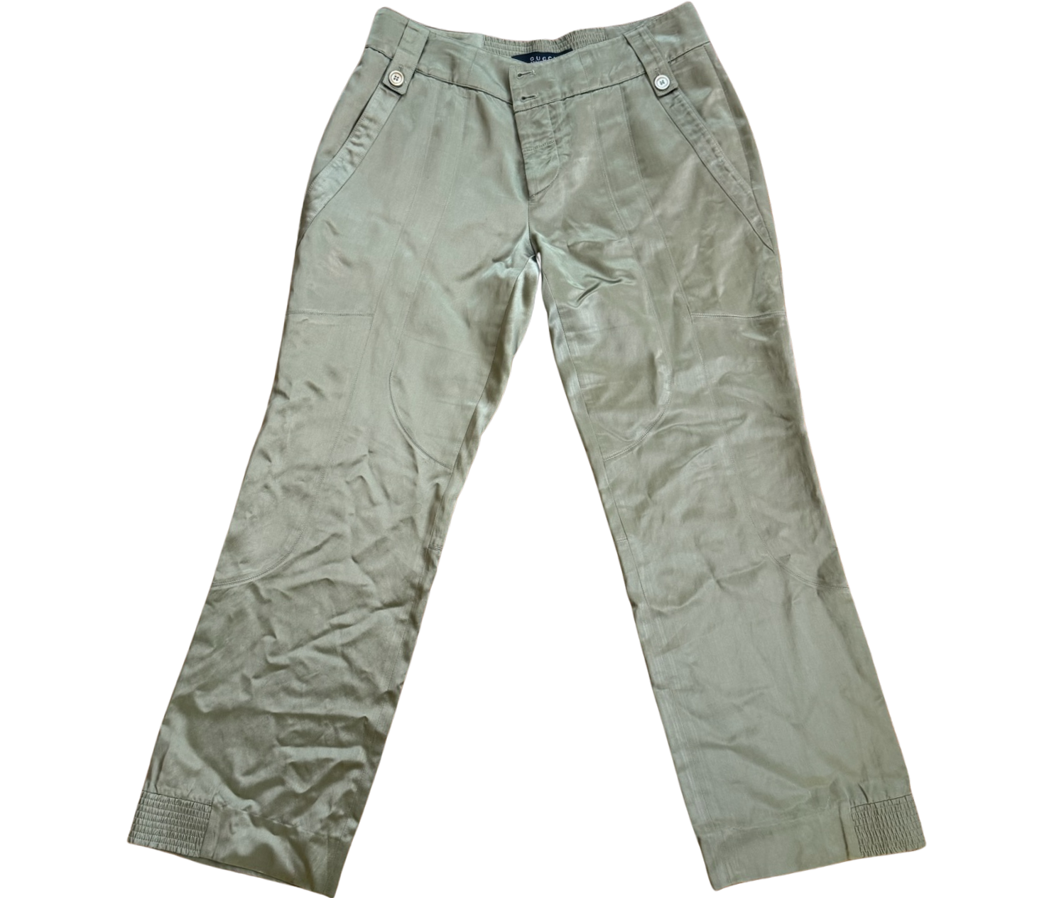 Gucci by Tom Ford Olive Tab-Waist Trousers