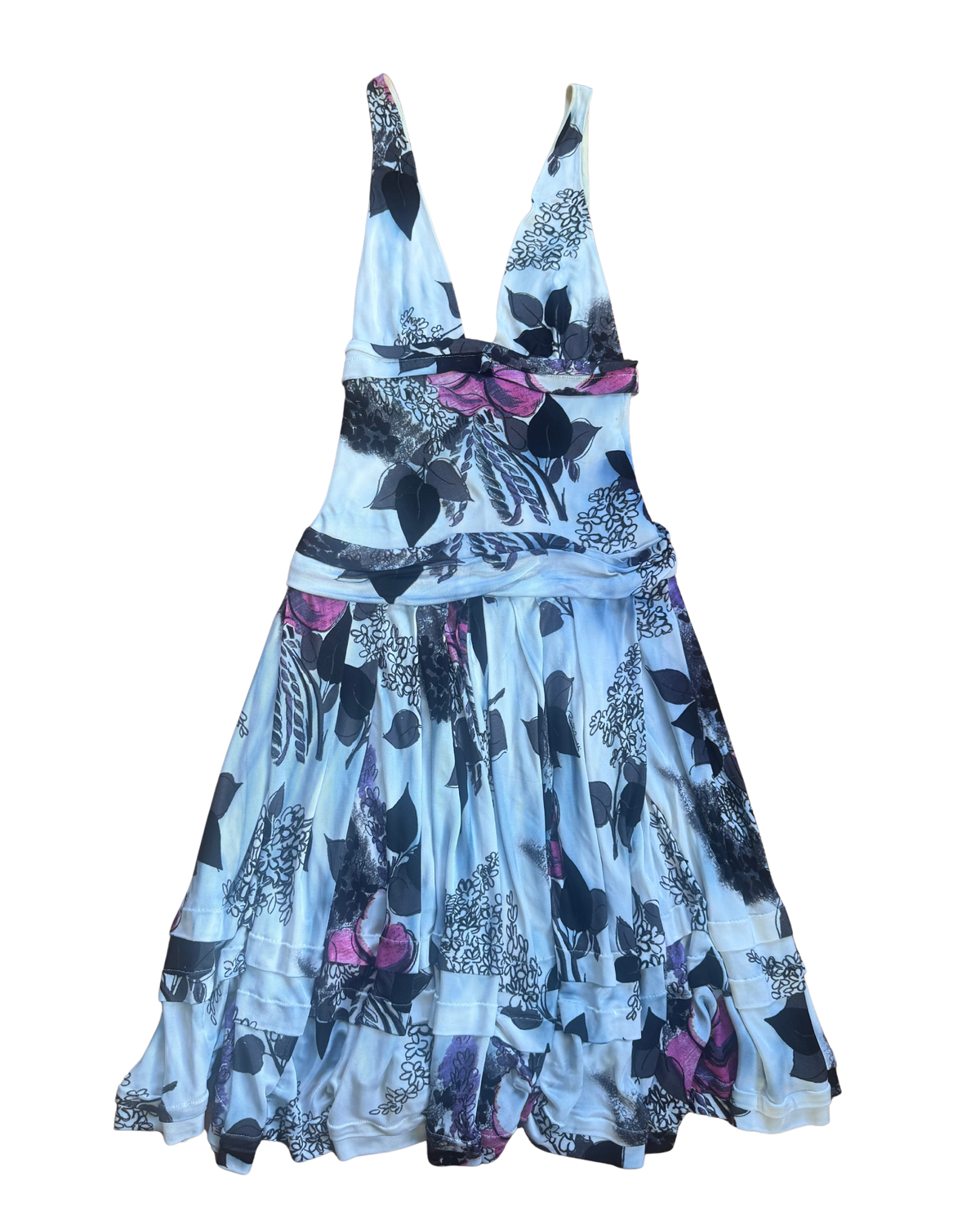 Roberto Cavalli Floral Print Tiered Ruffle Midi Dress